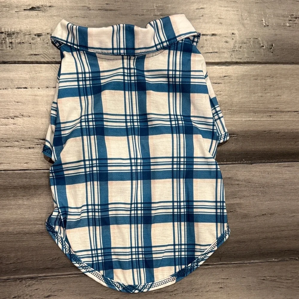 NWOT Blue Plaid Dog Shirt